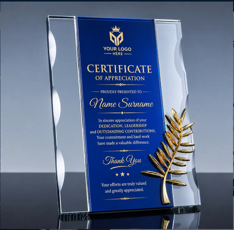 Certificate of Appreciation Plaque